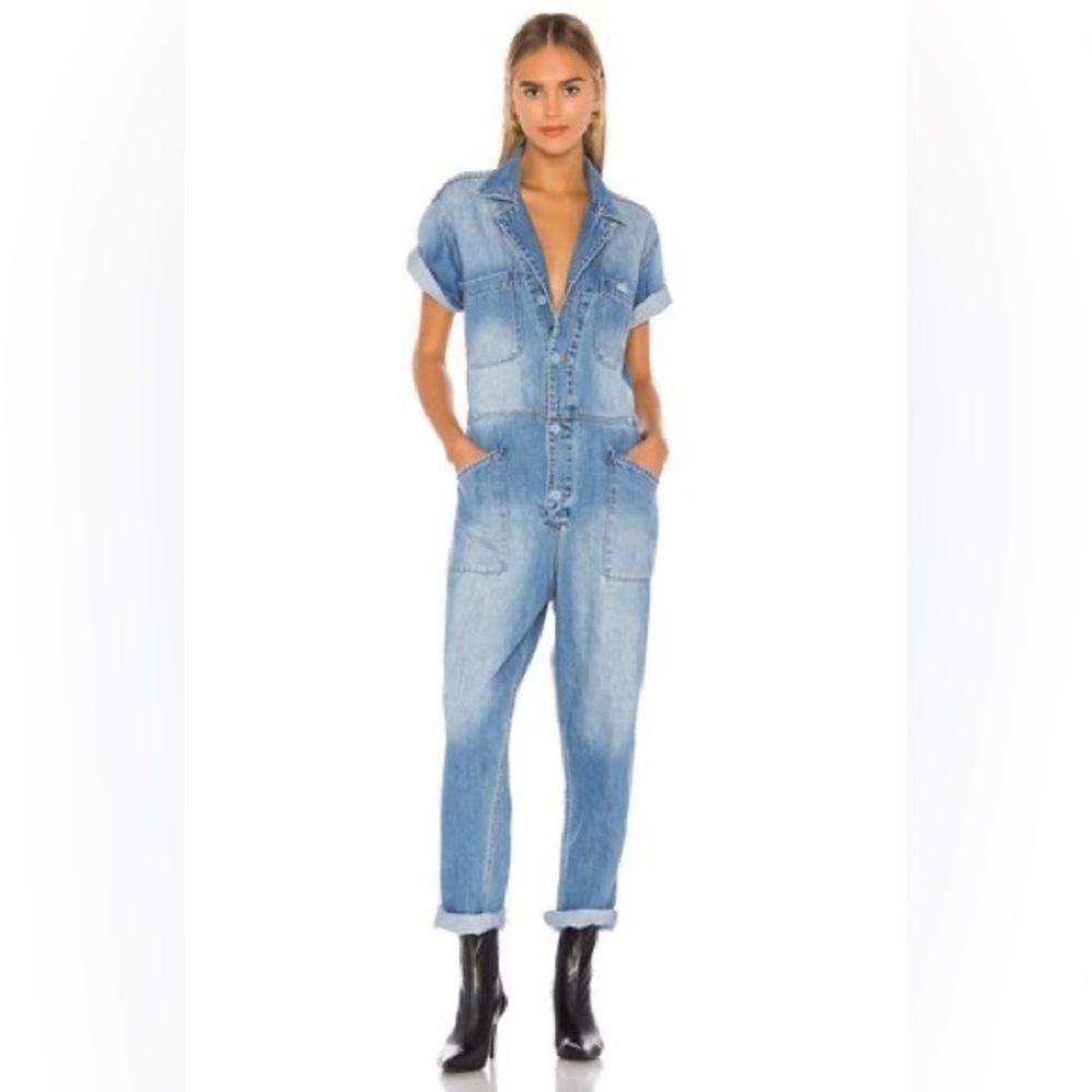Pistola Grover Field Suit Women’s Large Disoriented Denim Utility One Piece